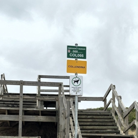Collendina Beach, new Emergency marker sign