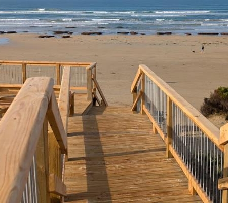 Wedge St stairs, looking out towards the ocean.